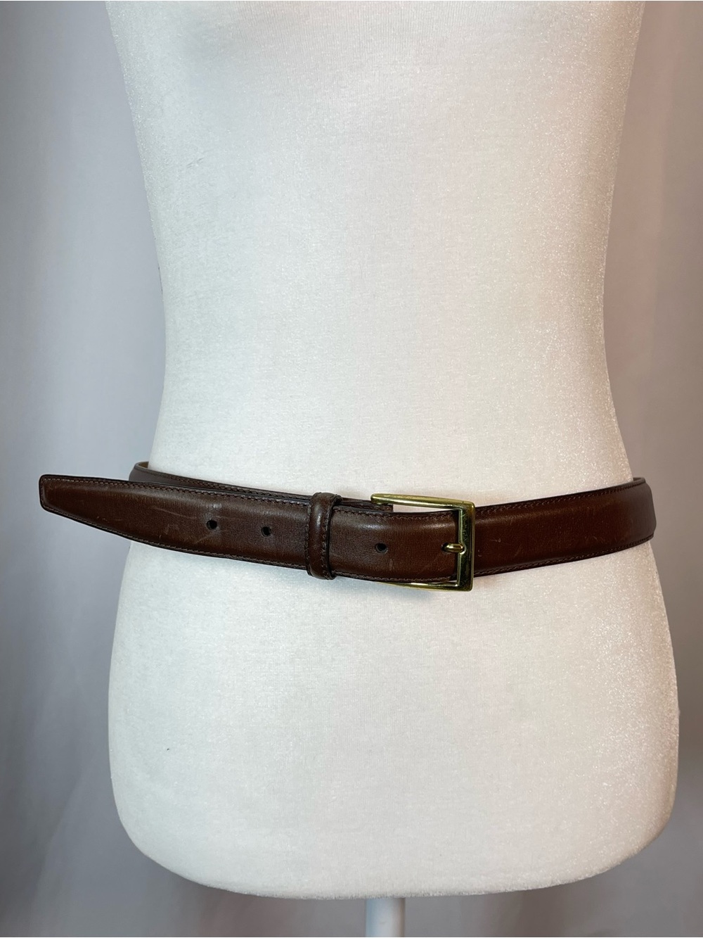 Nordstrom Dark Brown Leather Belt with Brass Buckle Size 34/85 Classic Formal